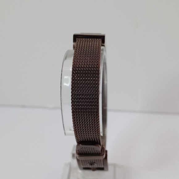 DKNY Women Chocolate Brown Slim Mesh Watch Minimalist Rectangular New Battery - Picture 6 of 11